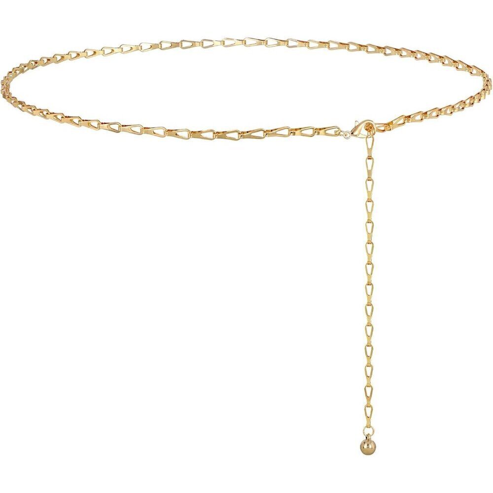 Gold Metal Waist Chain Adjustable Body Belt for Women Dress Jeans Fashion